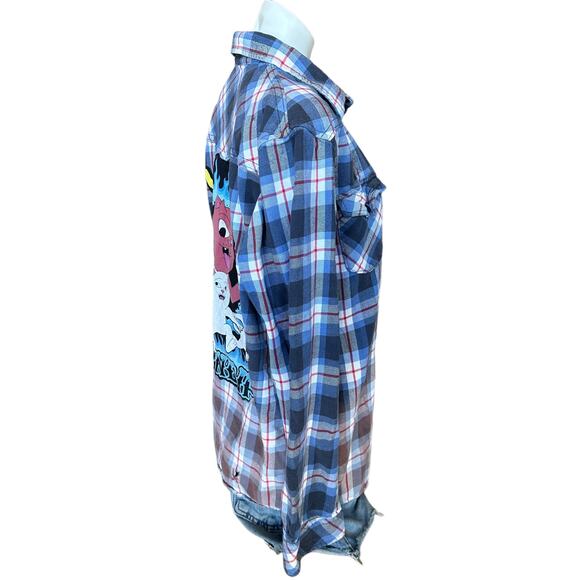 RipnDip Hades Plaid Flannel Shirt Shacket Blue LARGE Oversize Skater Unique - Picture 3 of 6